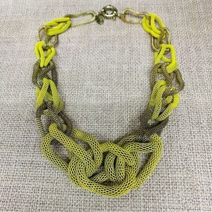 Etc! Chunky Gold And Yellow Mesh Link Necklace